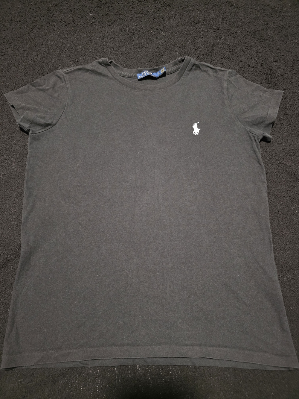Girls Ralph Lauren Black Short-Sleeve Crewneck Tee with White Pony